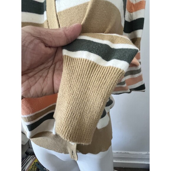 90s Gap striped Retro Preppy cardigan M academia preppy twee colorful Tan Orange - Picture 4 of 8